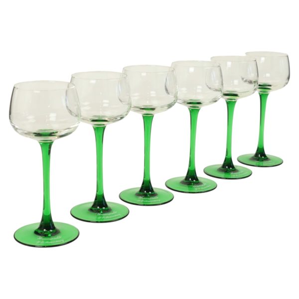 Set Van 6 Vintage Luminarc Vins Moselle Wijnglazen Groen Set Van 6 Vintage Luminarc Vins Moselle Wijnglazen Groen