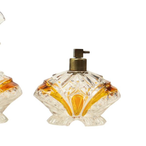 Art Deco Stijl Amberkleur Parfum Toiletset Boudoir Bleikristal