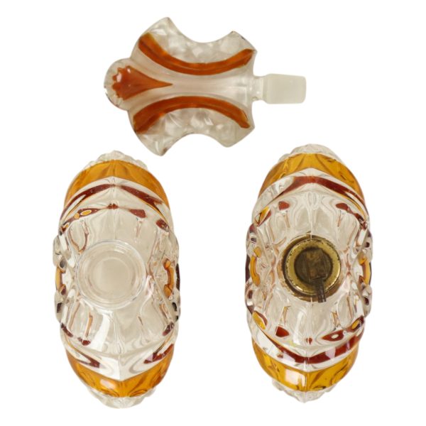 Art Deco Stijl Amberkleur Parfum Toiletset Boudoir Bleikristal