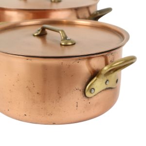 Vintage Set Professionele Kookpotten Rood Koper Eenhoorn