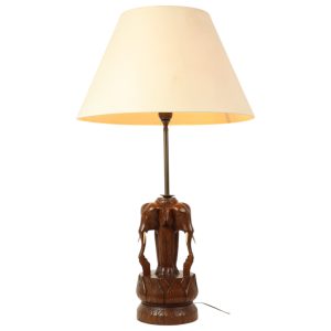 Grote Massief Teak Olifanten Lamp Vintage Tafellamp Sixties