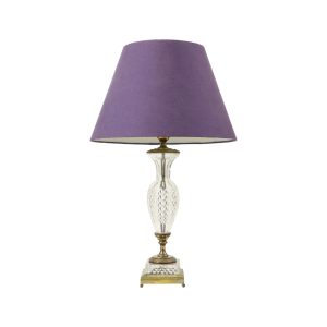 Empire Tafellamp Geslepen Kristal Diamantpatroon Verguld Brons