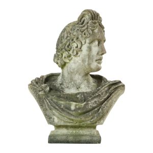 Prachtige Verweerde Apollo Buste Tuinbeeld Gegoten Steen 65cm Prachtige Verweerde Apollo Buste Tuinbeeld Gegoten Steen 65cm