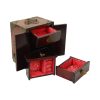 Chinese Juwelenkist met Lades Sierraden Doos Jade Palissander Messing