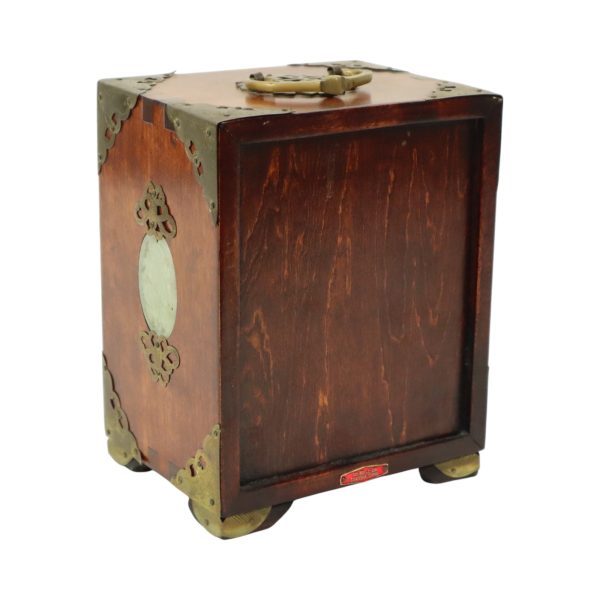Chinese Juwelenkist met Lades Sierraden Doos Jade Palissander Messing