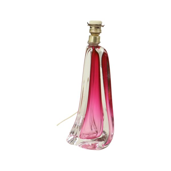 Paarse Roze Tafellamp Kristal Val Saint Lambert Swirl Jaren 60