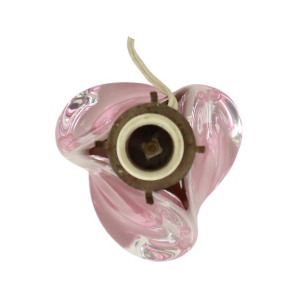 Paarse Roze Tafellamp Kristal Val Saint Lambert Swirl Jaren 60