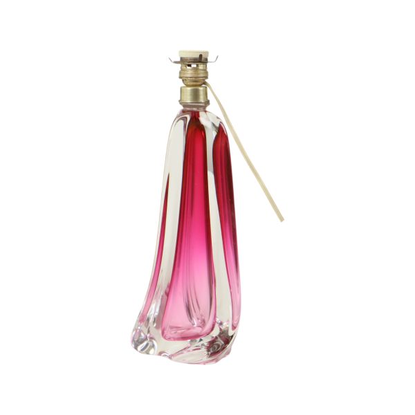 Paarse Roze Tafellamp Kristal Val Saint Lambert Swirl Jaren 60