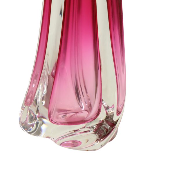 Paarse Roze Tafellamp Kristal Val Saint Lambert Swirl Jaren 60
