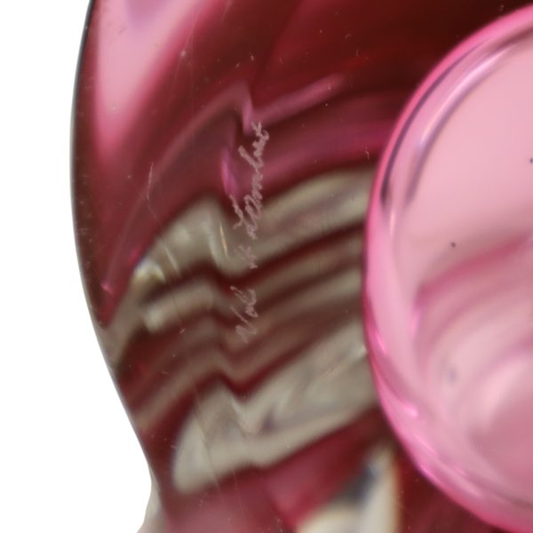Paarse Roze Tafellamp Kristal Val Saint Lambert Swirl Jaren 60
