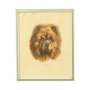 Vintage Ingelijste Kleuren Ets Hond Chow Chow Gesigneerd Vintage Ingelijste Kleuren Ets Hond Chow Chow Gesigneerd