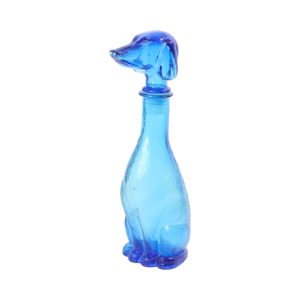 Grote Vintage Karaf Teckel Dashond Blauw Glas Empoli Italy 36cm Grote Vintage Karaf Teckel Dashond Blauw Glas Empoli Italy 36cm