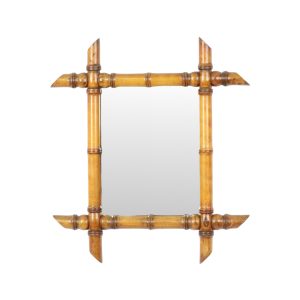 Antieke Houten Faux Bamboe Spiegel Frankrijk 45x39cm