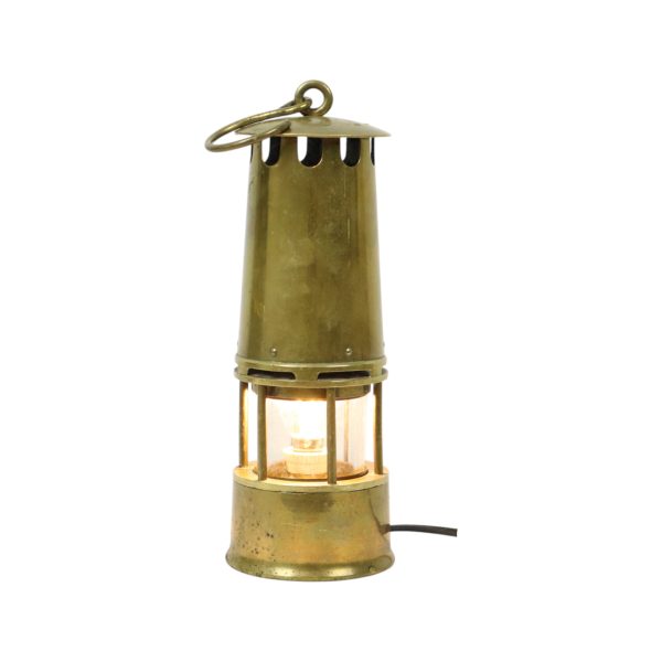 Oude Messing Mijnwerkerslamp Memorabilia Mijn 26cm