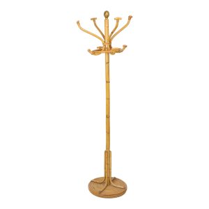 Zeldzame Grote Staande Kapstok Rotan Messing Boho Stijl 185cm