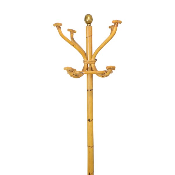 Zeldzame Grote Staande Kapstok Rotan Messing Boho Stijl 185cm Zeldzame Grote Staande Kapstok Rotan Messing Boho Stijl 185cm