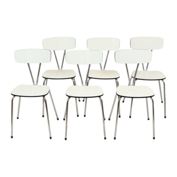 Set Van 6 Grijze Formica Stoelen Chroom Eetkamerstoelen Sixties