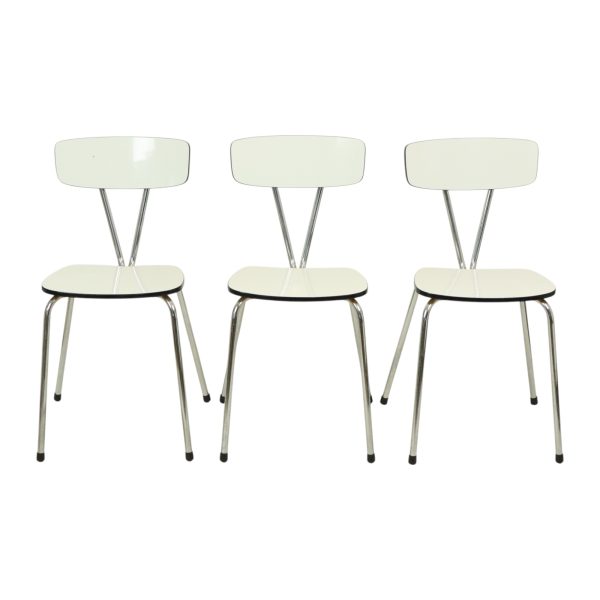 Set Van 6 Grijze Formica Stoelen Chroom Eetkamerstoelen Sixties