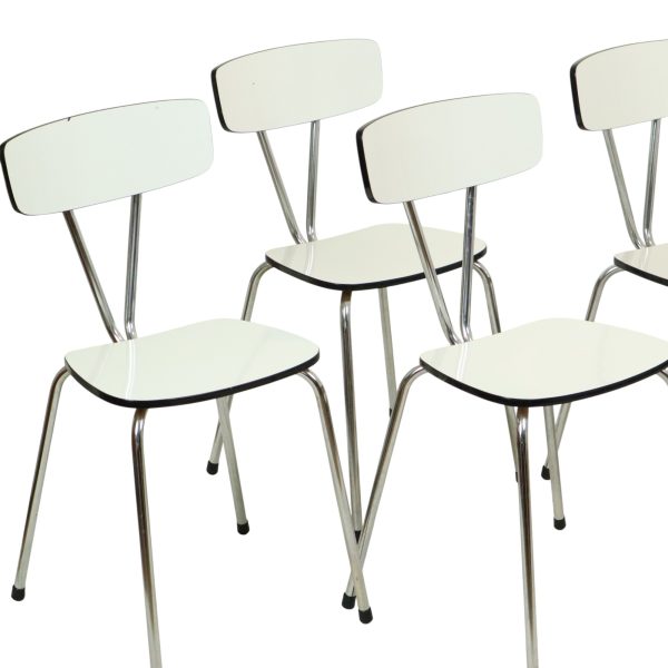Set Van 6 Grijze Formica Stoelen Chroom Eetkamerstoelen Sixties