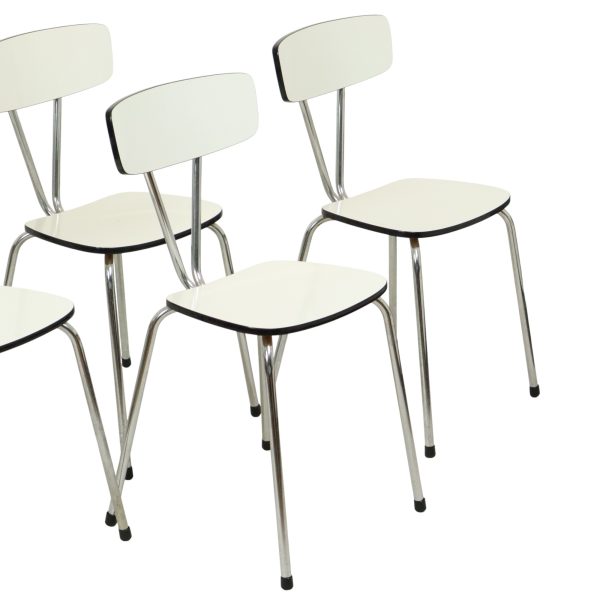Set Van 6 Grijze Formica Stoelen Chroom Eetkamerstoelen Sixties