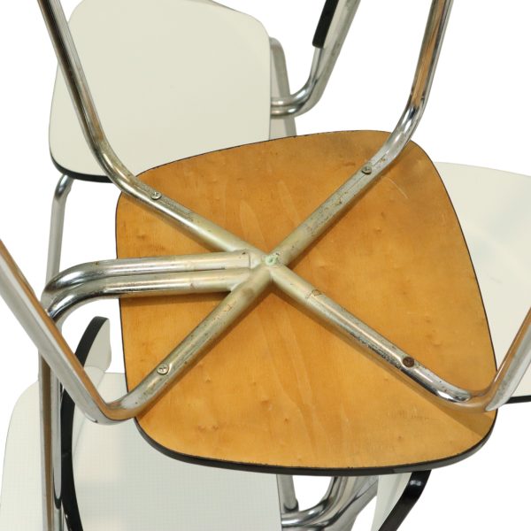 Set Van 6 Grijze Formica Stoelen Chroom Eetkamerstoelen Sixties