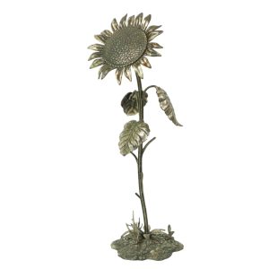 Grote Zonnebloem Asbak Verzilverd Brons S. Agudo 62cm