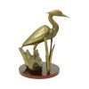 Messing Reiger Beeld Op Houten Basis Hollywood Regency