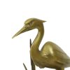 Messing Reiger Beeld Op Houten Basis Hollywood Regency