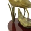 Messing Reiger Beeld Op Houten Basis Hollywood Regency