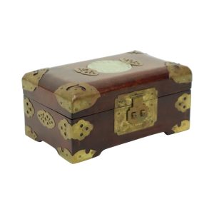Oude Chinese Juwelenkist Sierraden Doos Jade Messing
