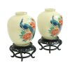 Koppel Japanse Vazen Pauwen Bloemen Craquelé Keramiek 26cm