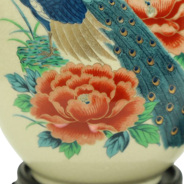 Koppel Japanse Vazen Pauwen Bloemen Craquelé Keramiek 26cm