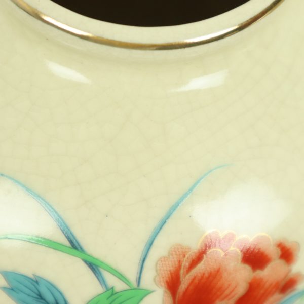 Koppel Japanse Vazen Pauwen Bloemen Craquelé Keramiek 26cm