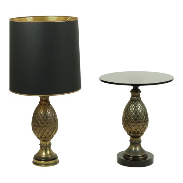 Zeldzame Set Ananas Lamp en Tafel Deknudt Loevsky Jaren 70 Zeldzame Set Ananas Lamp en Tafel Deknudt Loevsky Jaren 70