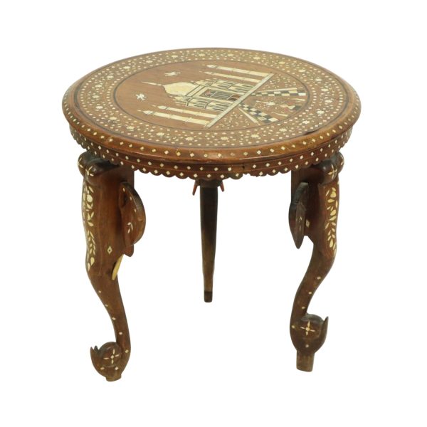 Anglo-Indische Taj Mahal Bijzettafel Plantentafel Teak 41cm