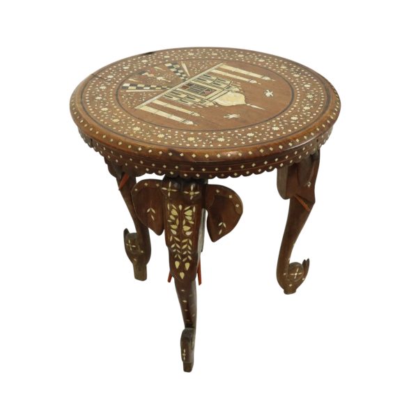 Anglo-Indische Taj Mahal Bijzettafel Plantentafel Teak 41cm