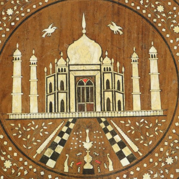 Anglo-Indische Taj Mahal Bijzettafel Plantentafel Teak 41cm