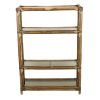Vintage Boho Rek Boekenkast Bamboe en Rookglas 140cm Vintage Boho Rek Boekenkast Bamboe en Rookglas 140cm