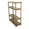 Vintage Boho Rek Boekenkast Bamboe en Rookglas 140cm Vintage Boho Rek Boekenkast Bamboe en Rookglas 140cm