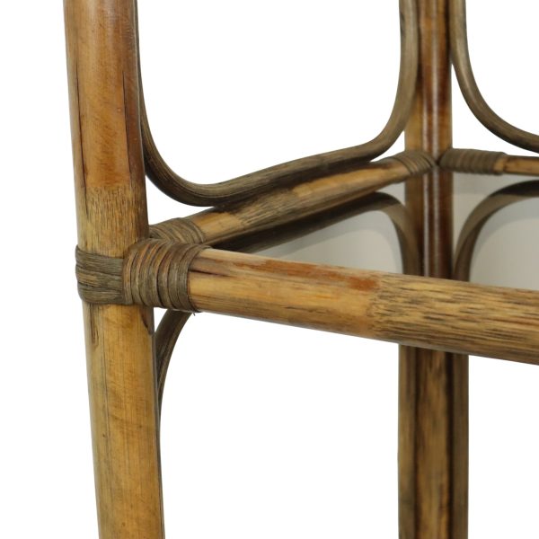 Vintage Boho Rek Boekenkast Bamboe en Rookglas 140cm Vintage Boho Rek Boekenkast Bamboe en Rookglas 140cm
