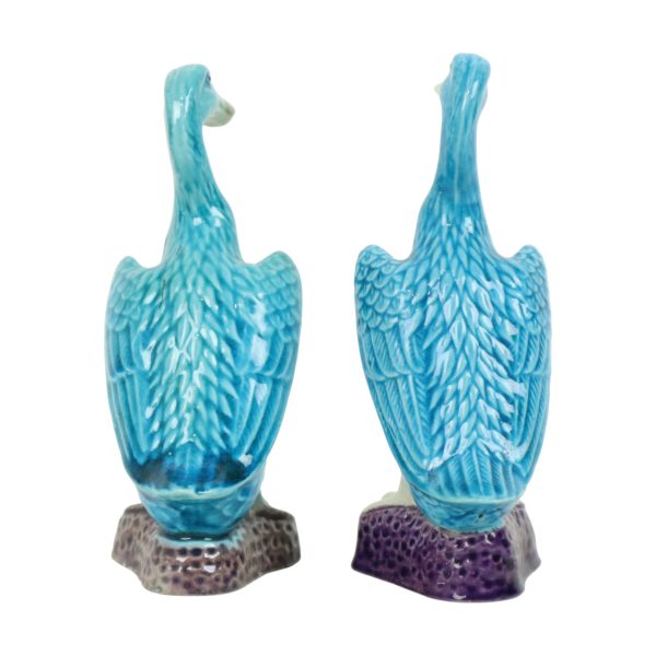 Vintage Eend Beeldje Figuur Koppel Blauw Chinees Porselein