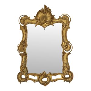 Italiaanse Kuifspiegel Rococo Stijl Goudkleurig Resine 84cm