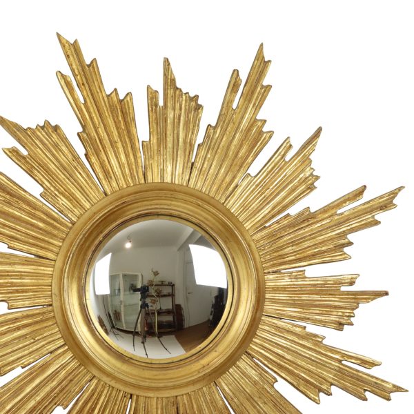 Deknudt Sunburst Zonnespiegel Verguld Hout Sixties 69cm