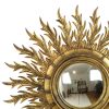 Grote Zeldzame Houten Zonnespiegel Sunburst Bladgoud XL 86cm