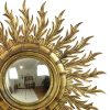 Grote Zeldzame Houten Zonnespiegel Sunburst Bladgoud XL 86cm