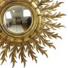 Grote Zeldzame Houten Zonnespiegel Sunburst Bladgoud XL 86cm