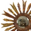 Vintage Houten Zonnespiegel Sunburst Goud Fifties 52cm