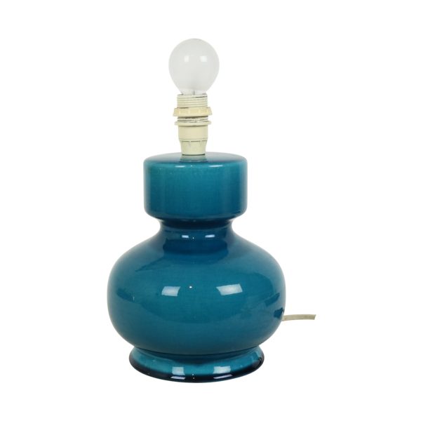 Italiaanse Ronde Blauwe Keramische Lamp Craquelé 24cm