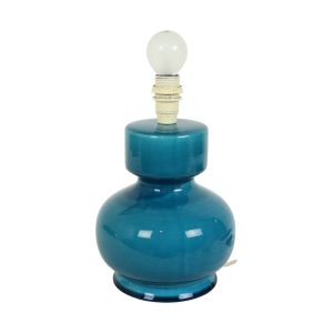 Italiaanse Ronde Blauwe Keramische Lamp Craquelé 24cm