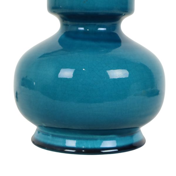 Italiaanse Ronde Blauwe Keramische Lamp Craquelé 24cm